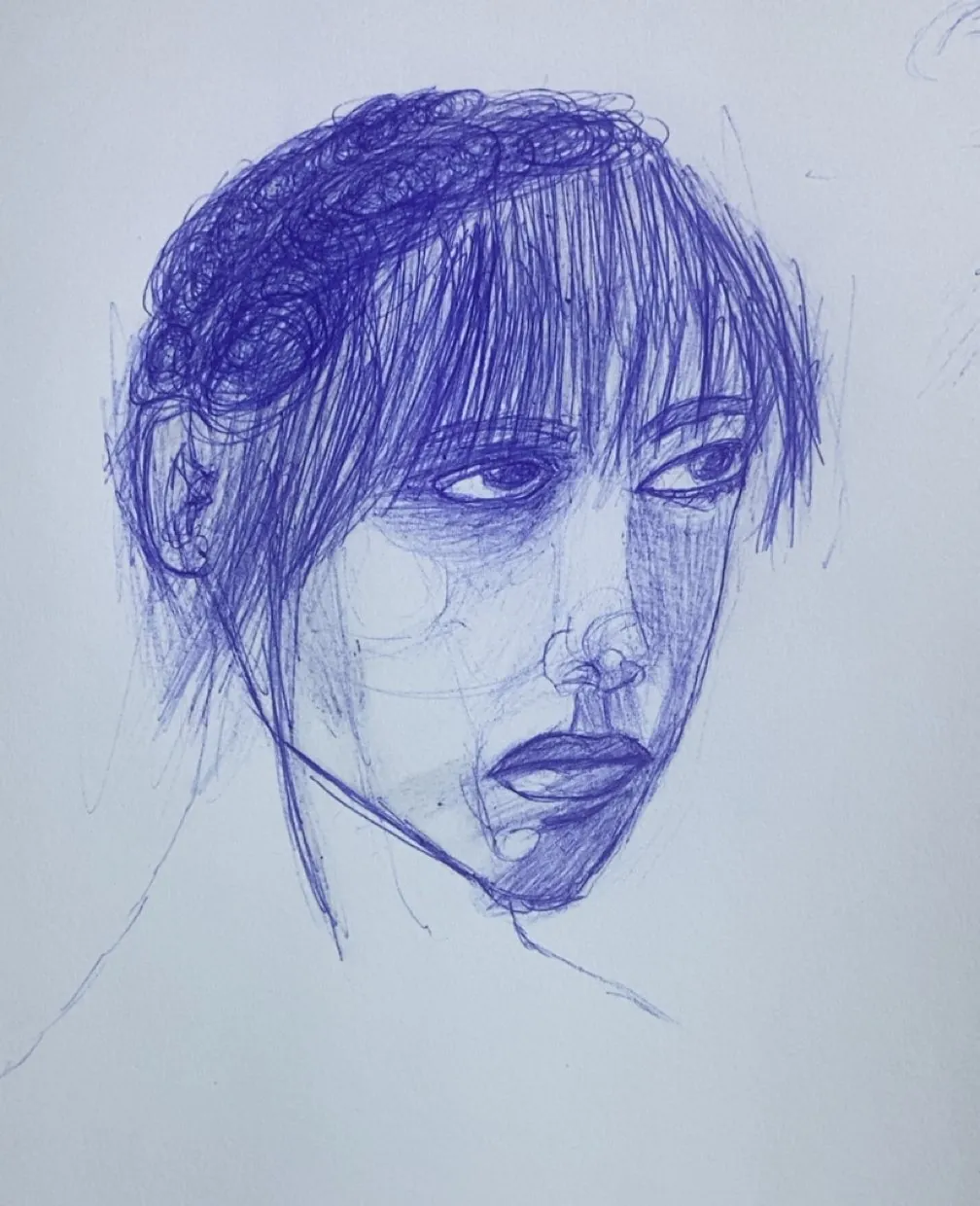 Ballpoint pen portrait of a woman, drawn by Ali