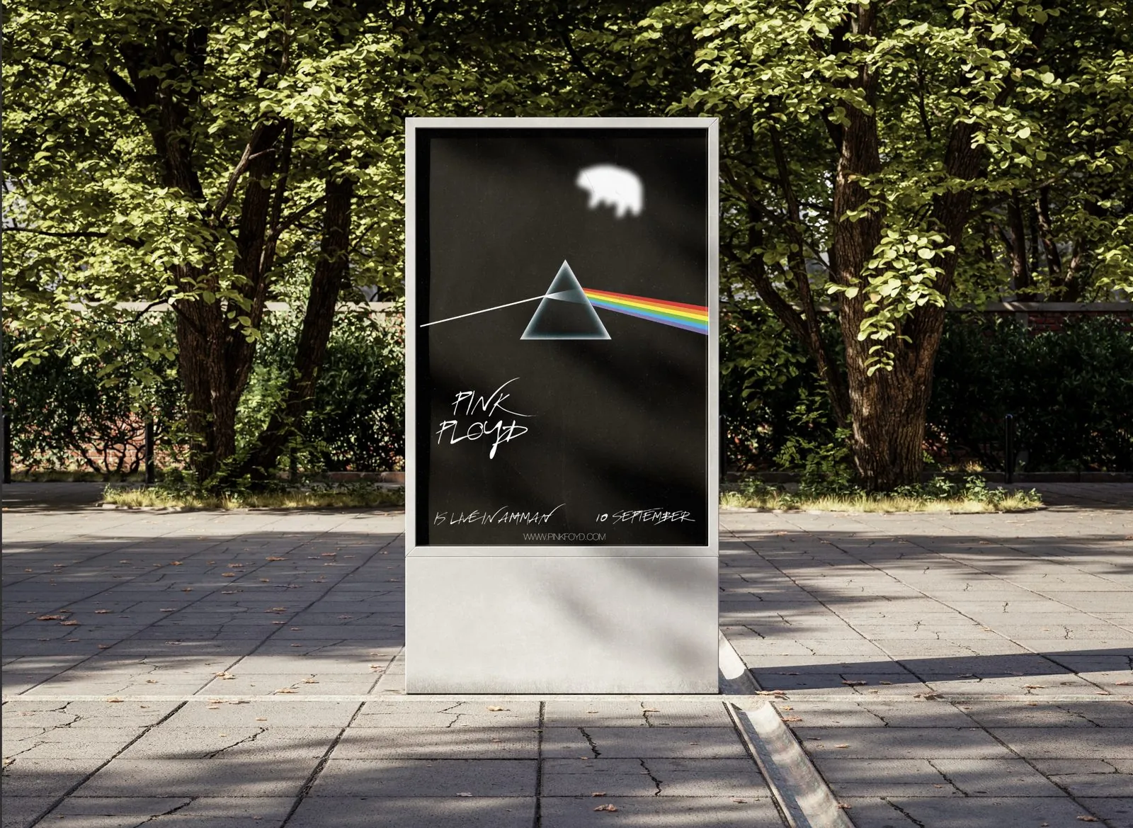 Street column poster in a park