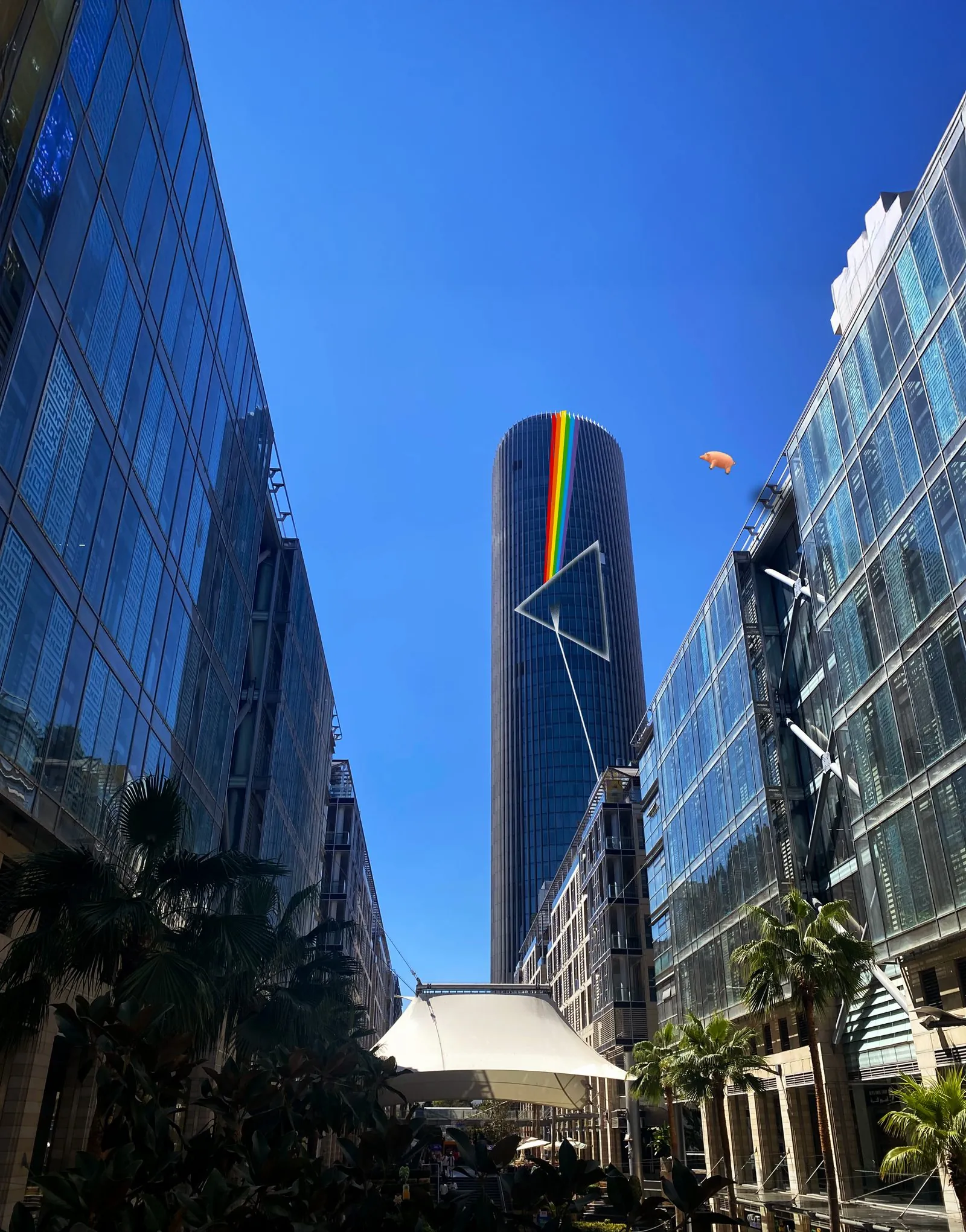 The prism projected onto Abdali Tower
